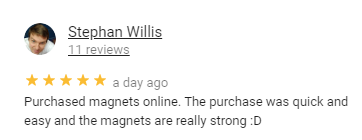 Google Review for N42 Magnets