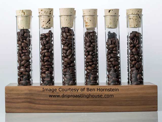 Coffee Bean Test Tubes in Home Made Rack