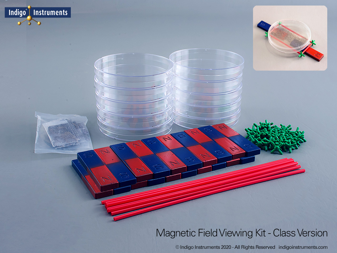 Ferrite Magnet & Iron Filings Magnetic Field Demonstration Experiments