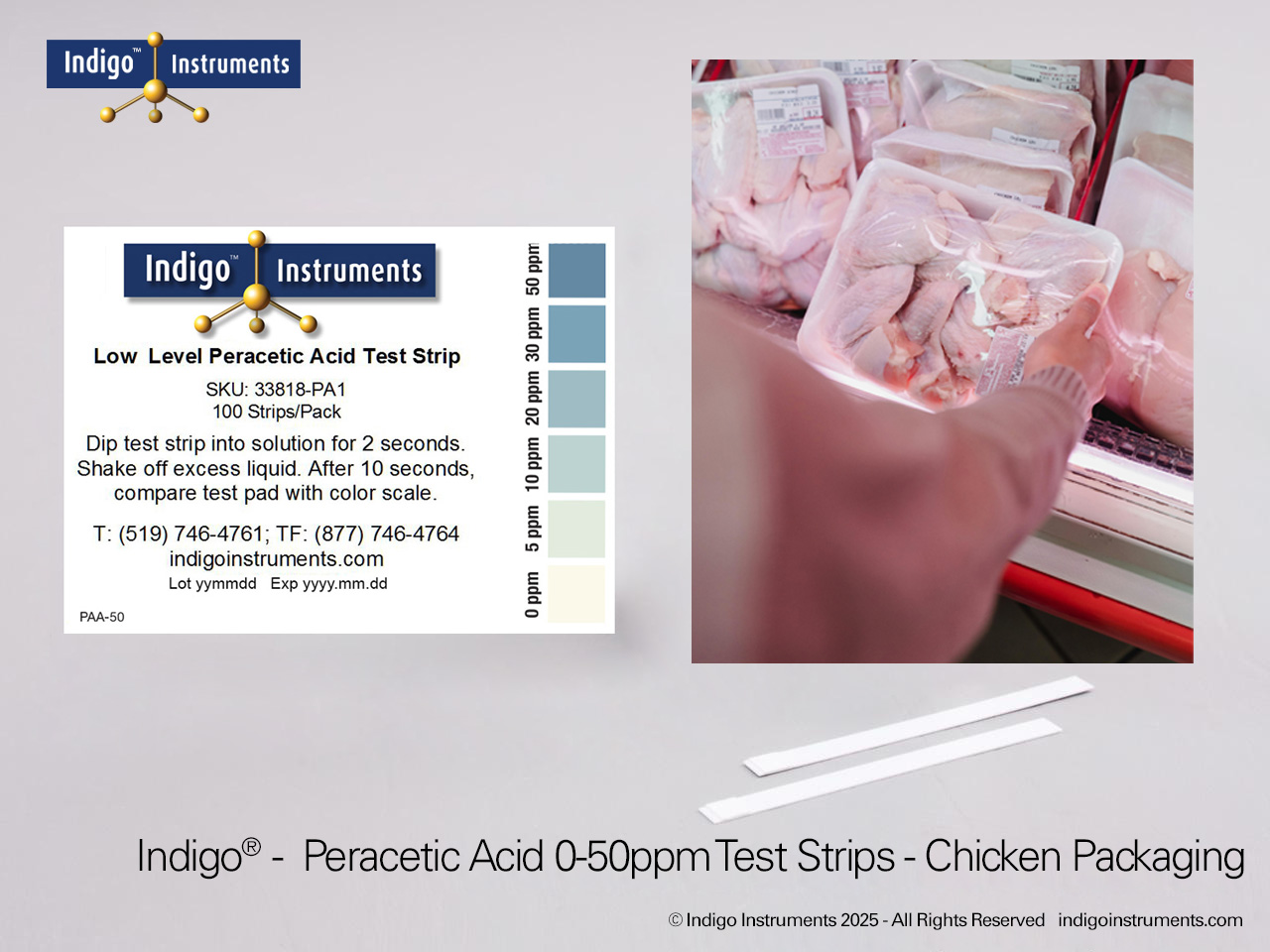 Chicken Packaging 50ppm Peracetic Acid Strips Chicken Packaging 50ppm Peracetic Acid Strips