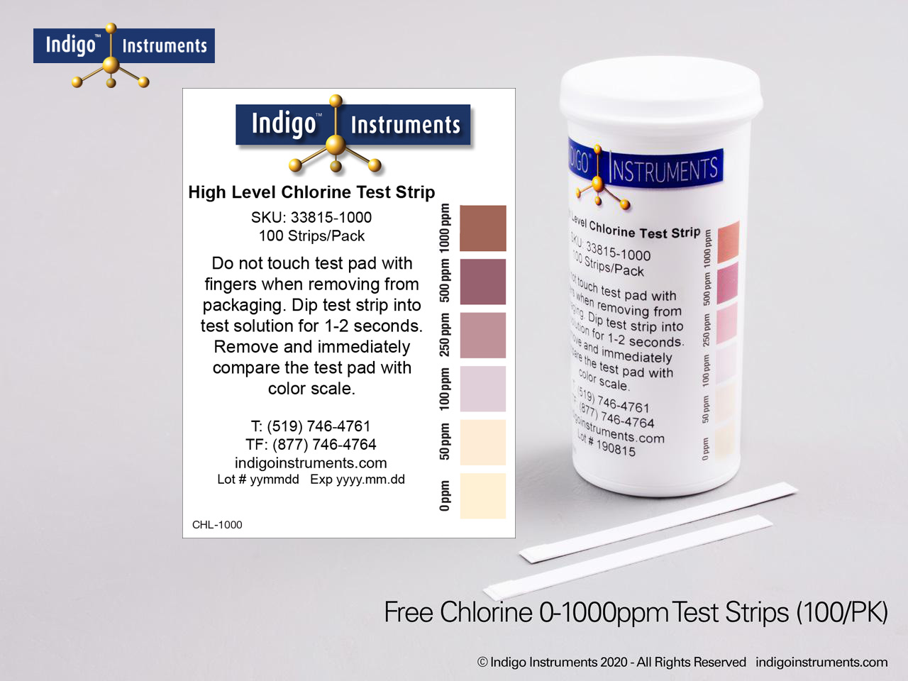 Chlorine Disinfection Test Strips 1000ppm