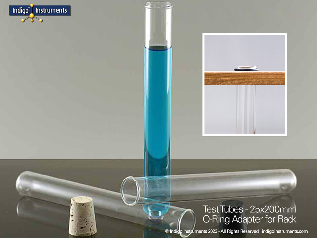 25x200mm Glass Test Tube w/ O-Ring Adapter