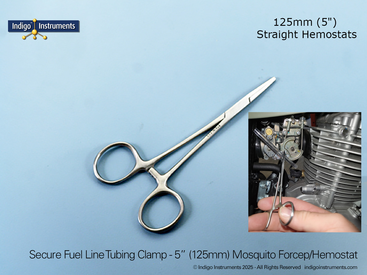 125mm/5" Straight Hemostat Fuel Line Clamp