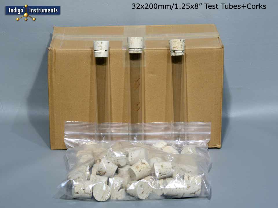 32x200mm Jumbo Glass Test Tubes w/ Corks