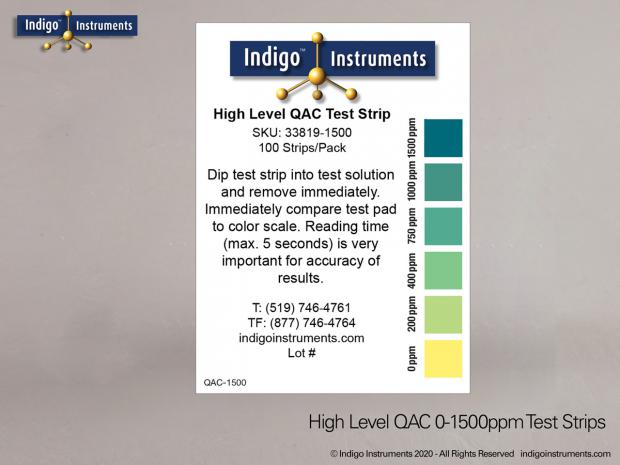 Quat (QAC) Test Strips, 0-1500ppm, Quick Response, ~50/pack