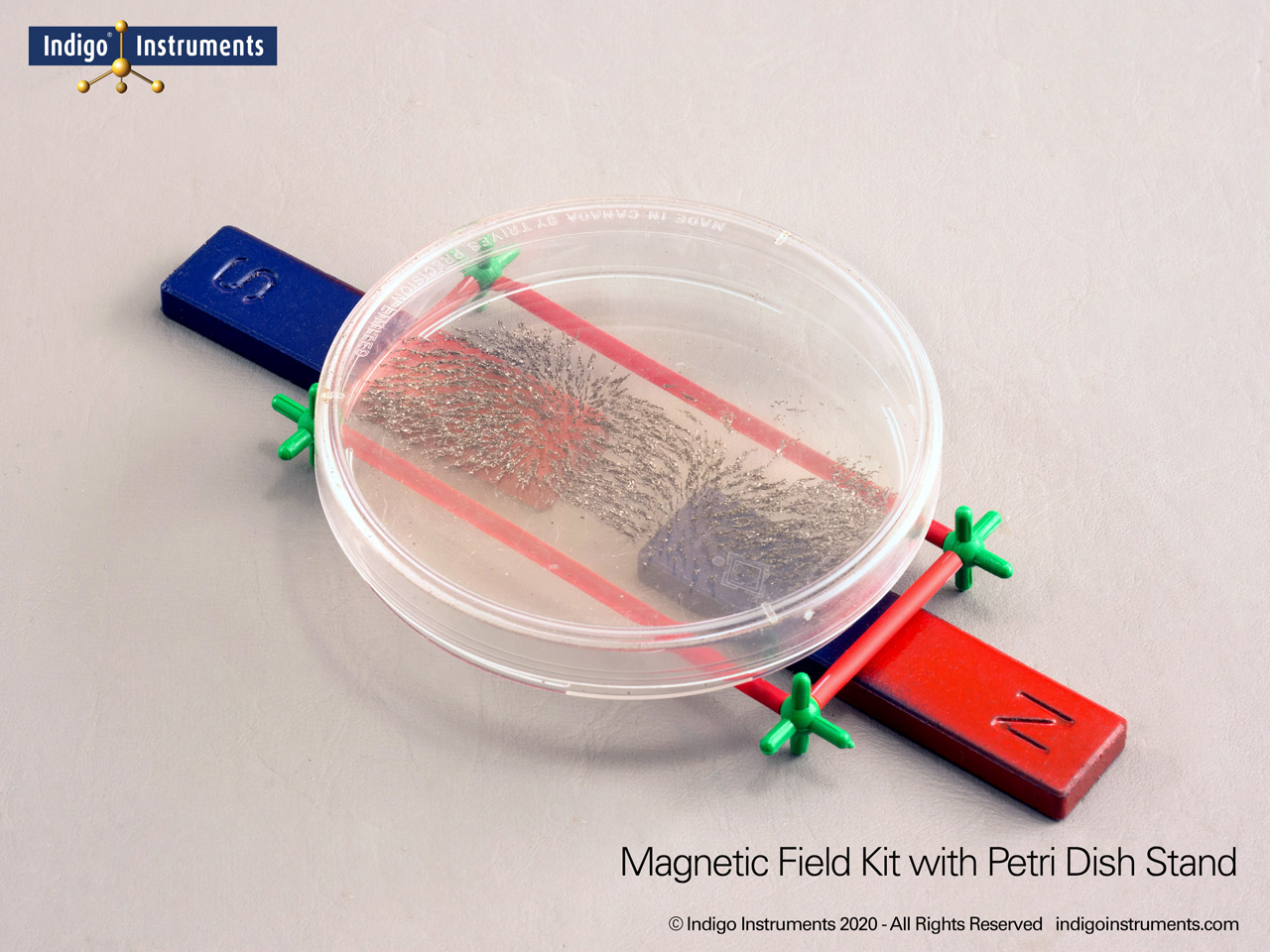 Petri Dish Iron Filings Magnetic Field Demo