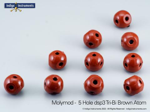 Atom, Molymod, brown (carbon), 5 hole, 90/120deg., 23mm