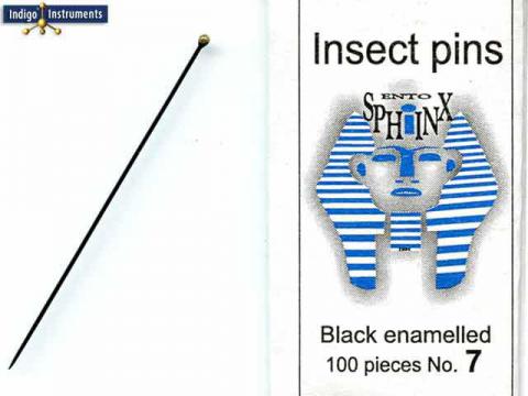 Insect pins, #7; 50x0.60mm, 100/pack, black enamel