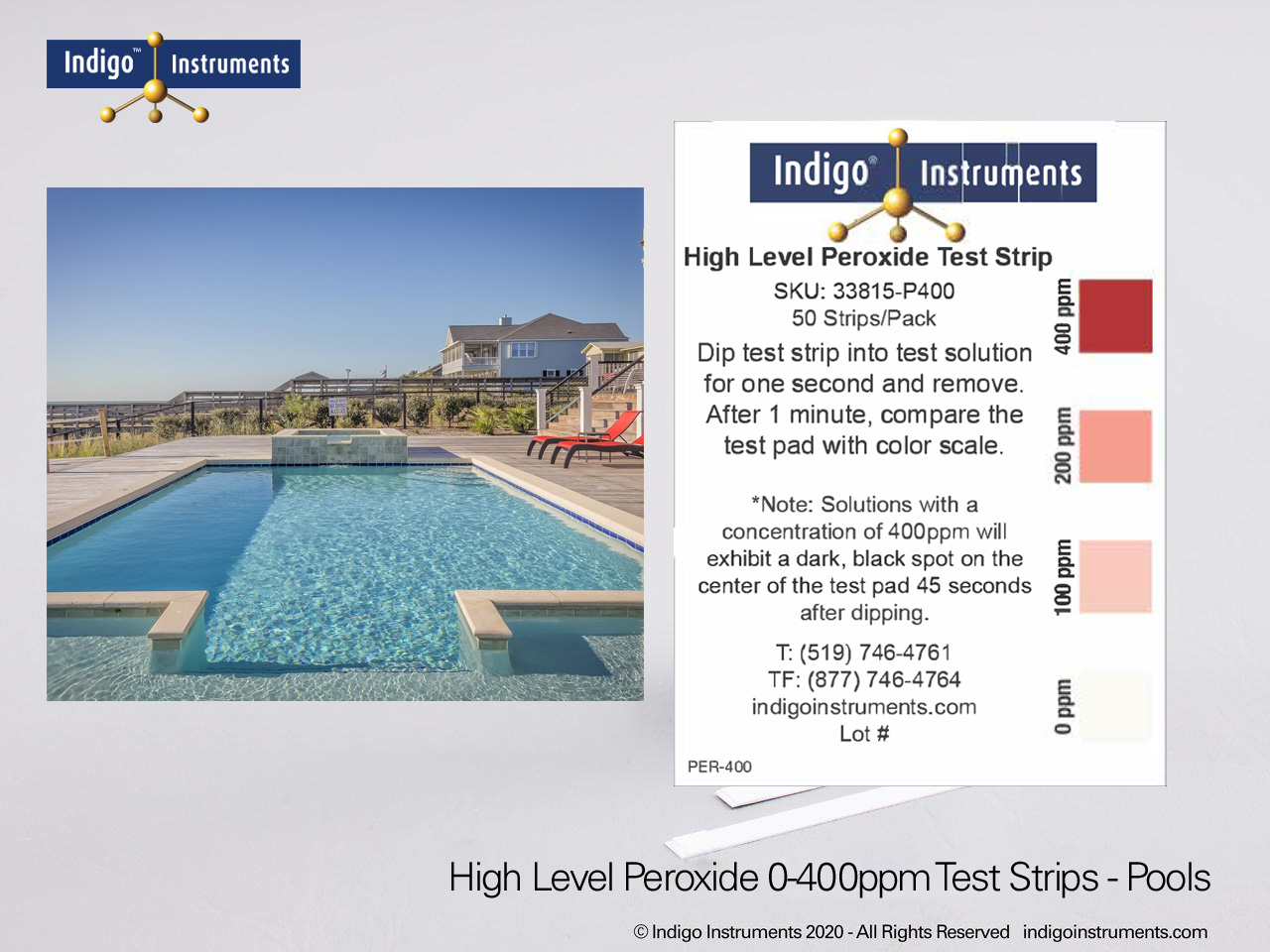 Pool Hygiene 400ppm H2O2 Test Strip