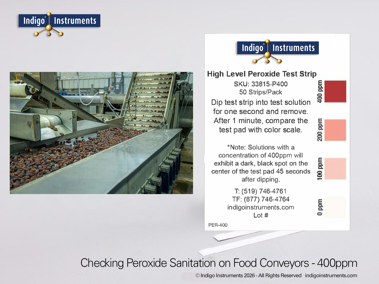 Food Processing 400ppm H2O2 Test Strips