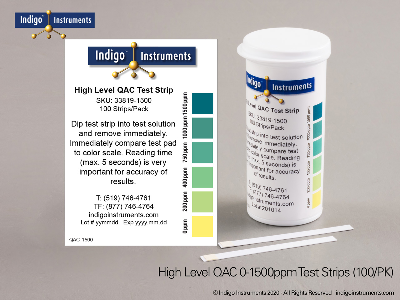 Quat Sanitizer Test Strips-High Level 1500ppm