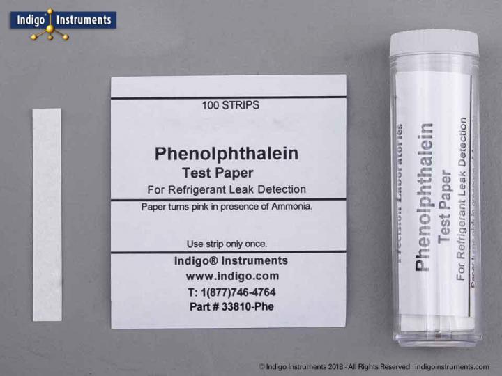 Phenolphthalein test papers, ammonia detection, 100/pk