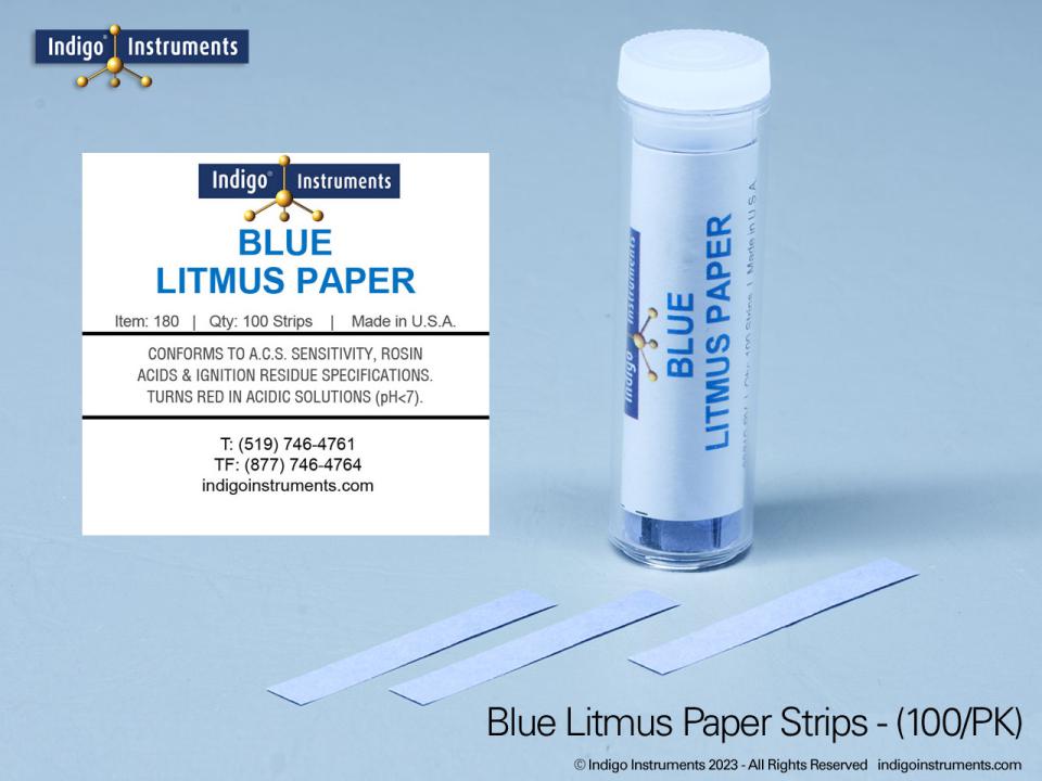 Blue Litmus Paper Acid Test, 100 Strips/Vial