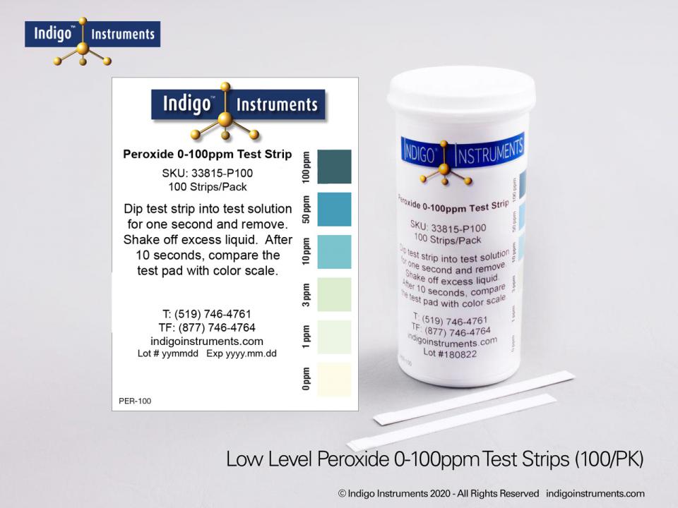 Indigo H2O2 Residual Test Strips, 100/Vial.