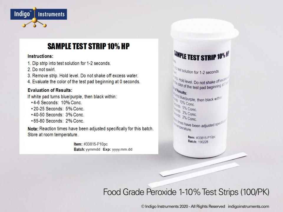 Indigo Hydrogen Peroxide Test Strips, 10, High Hevel