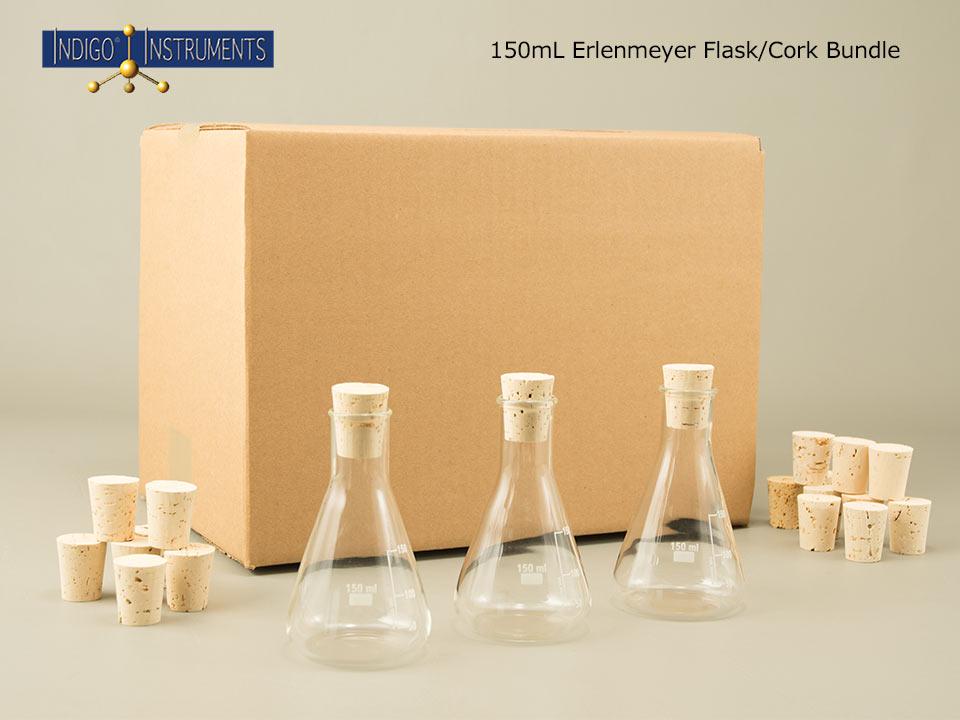 150ml Conical Flasks with Cork Stoppers, Quantity 6, Discount Bundle