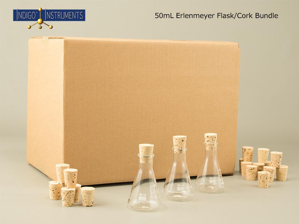 50mL Erlenmeyer Flasks with Corks, 50 Discount Bundle