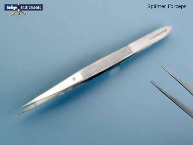 Forceps, splinter, 115mm (4.5"), straight, stainless